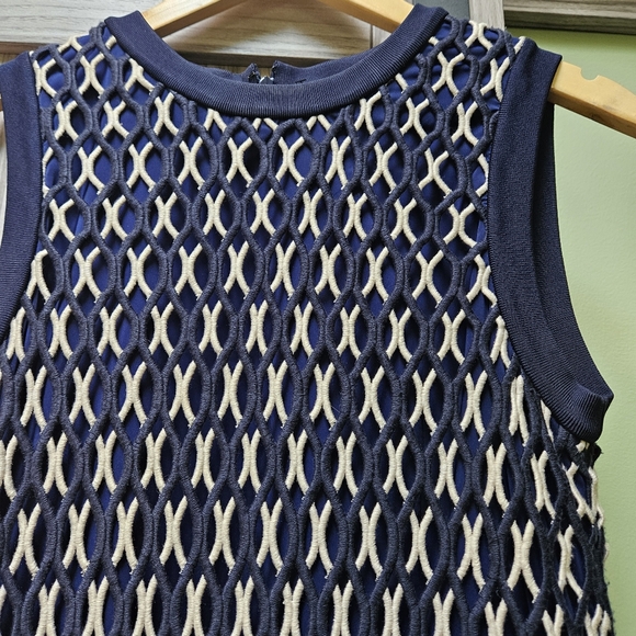 Tory Burch Carolina Crochet Knit Two-Tone Guipure Dress - Picture 12 of 16